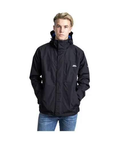 Trespass Mens Edwardsii Hooded Waterproof Breathable Jacket Coat - Black Polyamide Taslan PU Coating