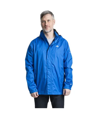 Trespass Mens Fraserii Hooded Waterproof Wicking Zip Jacket Coat - Blue Polyamide PU Coating