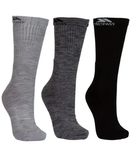 Trespass Mens Jackbarrow Trekking Socks (Pack Of 3) (Carbon Melange/Stone Melange/Black) - Grey
