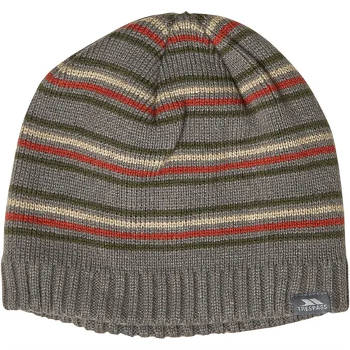 Trespass Mens Ray Striped Knitted Beanie Hat Storm Grey