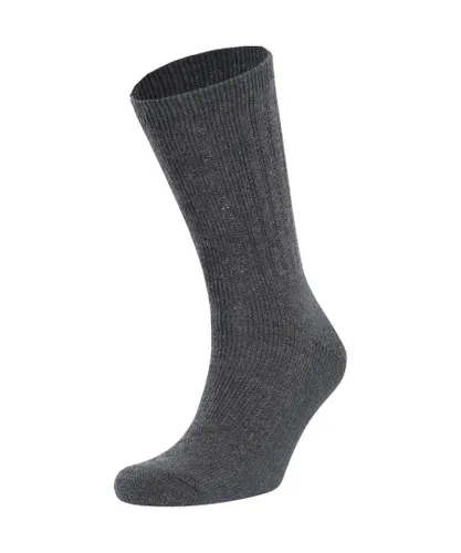 Trespass Mens Stroller Elasticated Ribbed Walking Socks - Black Merino Wool