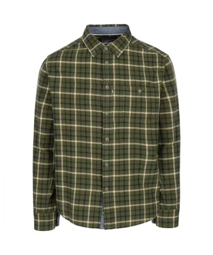 Trespass Mens Withnell Checked Cotton Shirt (Green)
