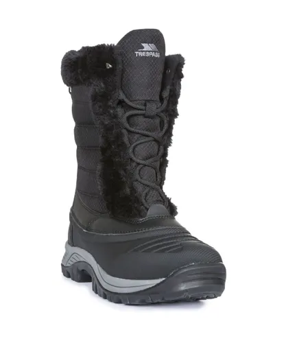 Trespass Womens Ladies Stalgmite II Waterproof Warm Winter Snow Boots - Black Textile/PU