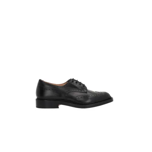 Tricker's , Black Full-Brogue Leather Derby Shoes ,Black male, Sizes: