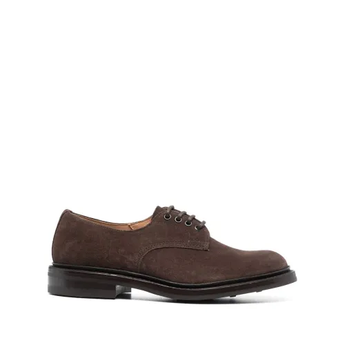 Tricker's , Dark Brown Suede Derby Shoes ,Brown male, Sizes: