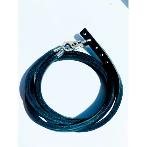 Trollbeads Leather Bracelet Black with Sterling Silver Lock of Wisdom 45 cm