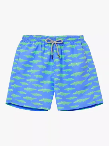 Trotters Crocodile Swim Shorts, Blue - Blue - Male