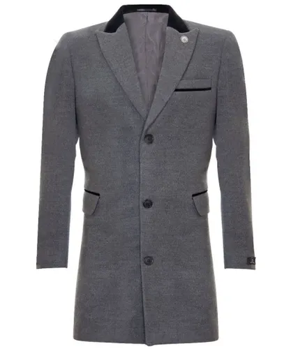 TruClothing Mens 3/4 Grey Long Crombie Overcoat Jacket Herringbone Tweed Coat Peaky Blinder