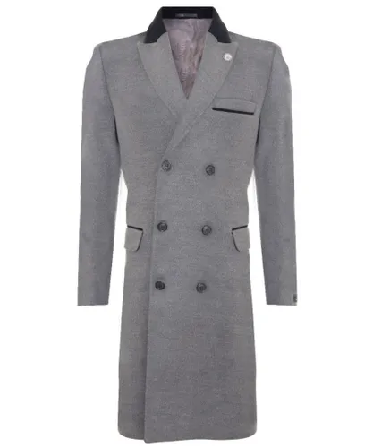 TruClothing Mens 3/4 Long Double Breasted Grey Crombie Overcoat Wool Coat Peaky Blinders