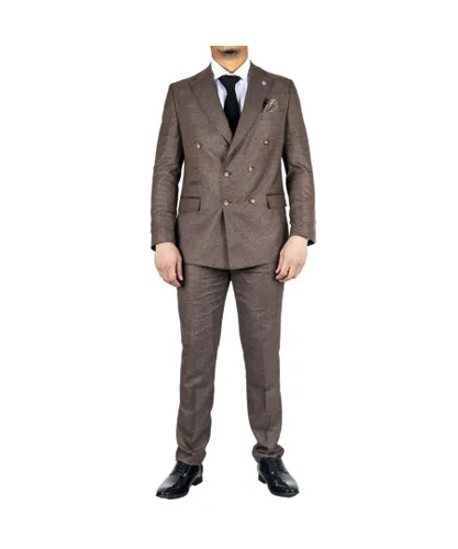 TruClothing Mens Classic Brown Double Breasted 2-Piece Suit