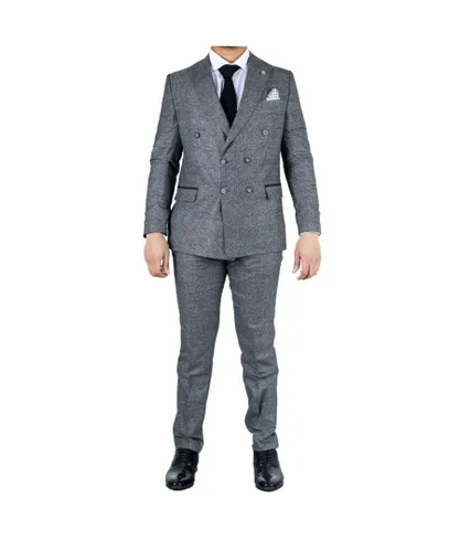 TruClothing Mens Classic Grey Double Breasted 2-Piece Suit Wool