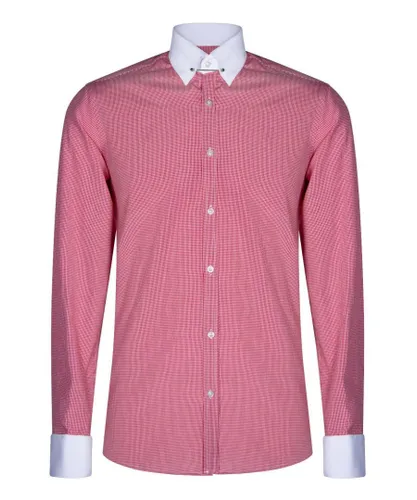 TruClothing Mens Club Collar Red Shirt 1920s Peaky Blinders With Bar Poplin Pin Smart Casual