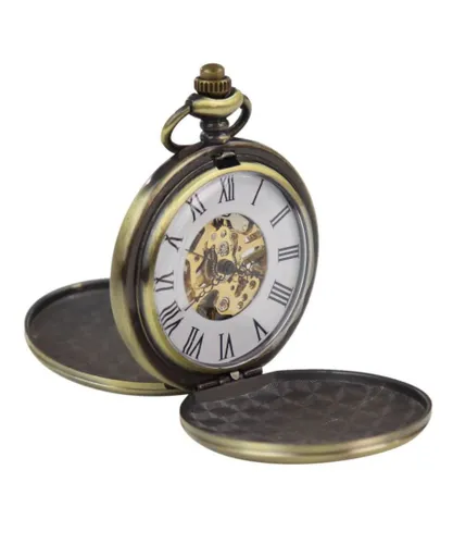 TruClothing Unisex Classic Mechanical Pocket Watch Peaky Blinders Vintage Skeleton Automatic - Gold Velvet - One Size
