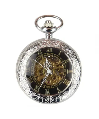TruClothing Unisex Pocket Watch Mechanical Peaky Blinders Hunter Automatic - Silver Velvet - One Size