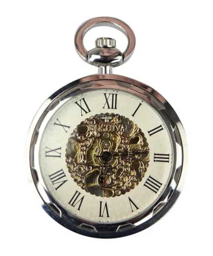 TruClothing Unisex Silver Pocket Watch Mechanical Peaky Blinders Hunter Automatic Velvet - One Size