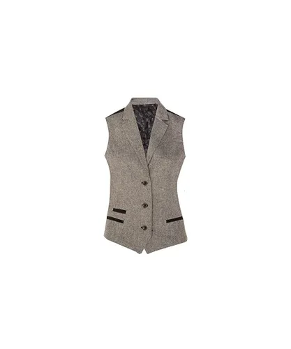 TruClothing Womens Tweed 1920s Herringbone Light Grey Waistcoat