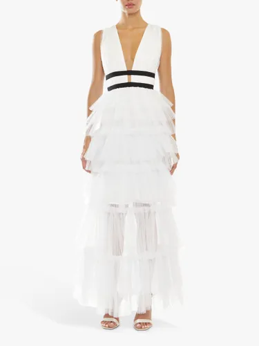 True Decadence Tiered Tulle Maxi Dress - White - Female