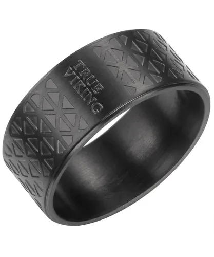 True Rebels Mens Male Stainless steel Ring - Black Stainless Steel (archived) - Size V