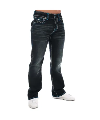True Religion Mens Billy Flap Super T Jeans in Denim - Blue Cotton