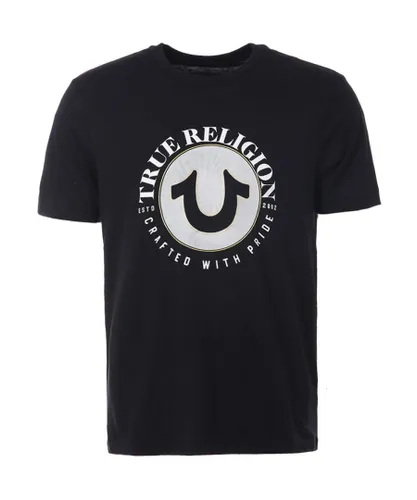 True Religion Mens Circle Horseshoe Logo Crew Neck T-Shirt in Black