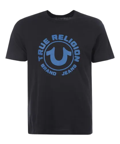True Religion Mens HD Horseshoe Logo Crew Neck T-Shirt in Black