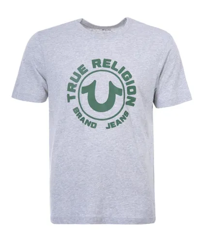 True Religion Mens HD Horseshoe Logo Crew Neck T-Shirt in Grey
