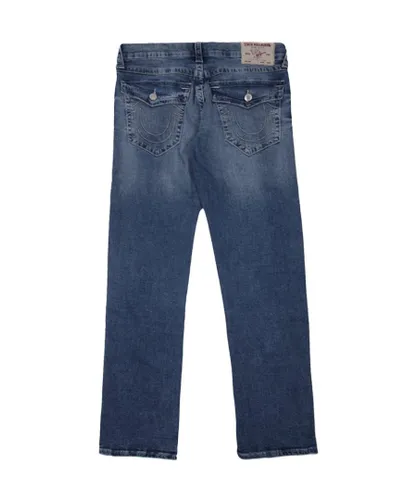 True Religion Mens Ricky Flap Relaxed Straight Blue Jeans