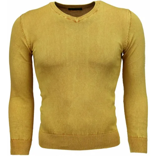 True Rise , Cheap Men Sweaters - Exclusive Blanco V-Neck - M820-G ,Yellow male, Sizes: