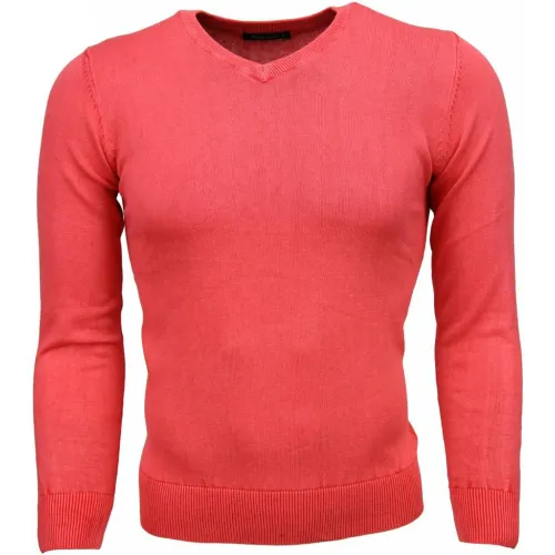 True Rise , Cheap Sweaters - Exclusive Blanco V-Neck - M820-R ,Pink male, Sizes: