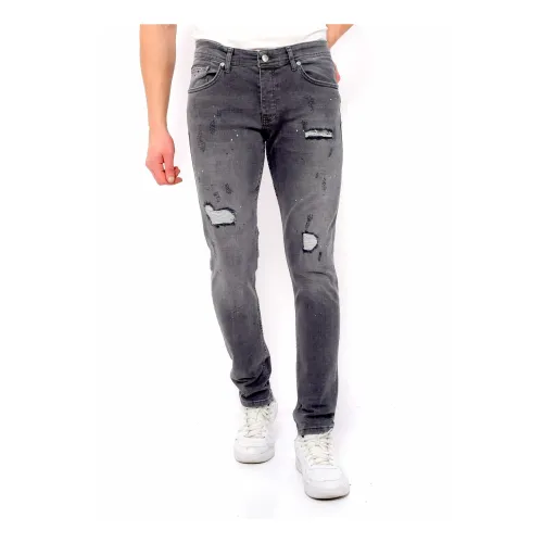 True Rise , Jeans Stretch Men Slim Fit - Dc-041 ,Gray male, Sizes: