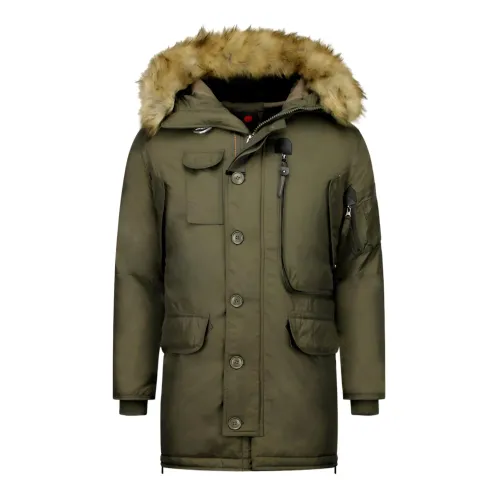 True Rise , Winter Jackets Online Men - Fake Fur Collar Parka ,Green male, Sizes: