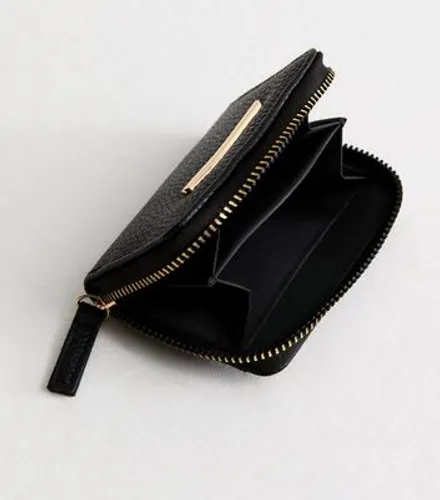 Truffle Black Leather-Look Zip Around Purse New Look