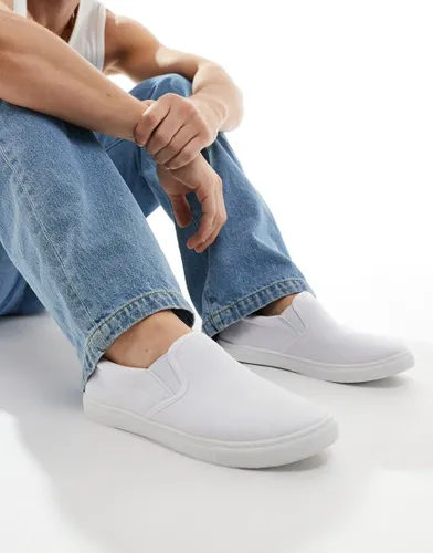 Truffle Collection canvas slip on trainers in white