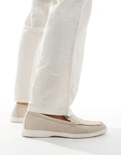 Truffle Collection casual suede loafers in stone-Neutral