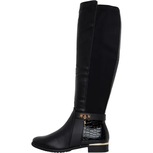 Truffle Collection Womens Hat Knee High Boots Black PU