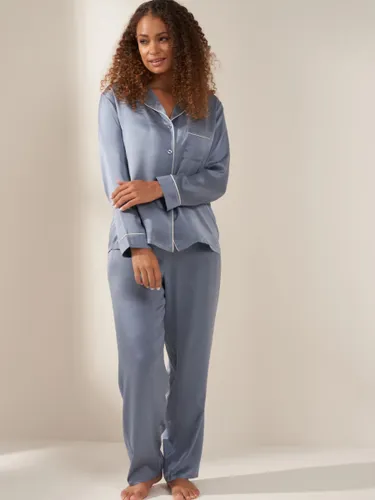 Truly Silk Satin Pyjama Set - French Navy - Female