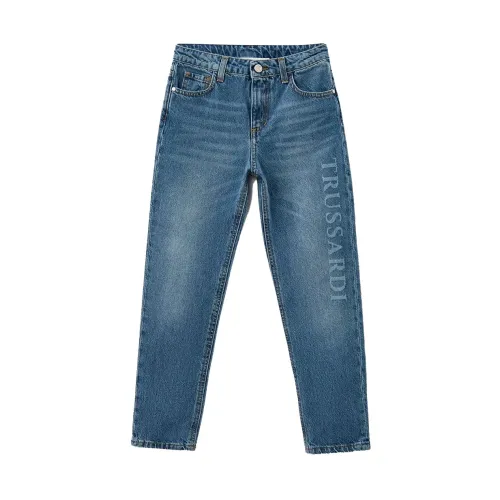 Trussardi , Skinny Jeans with Side Logo Print ,Blue unisex, Sizes: