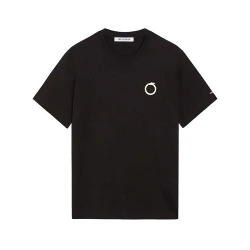 Trussardi , Small Greyhound Print Cotton T-Shirt ,Black male, Sizes: