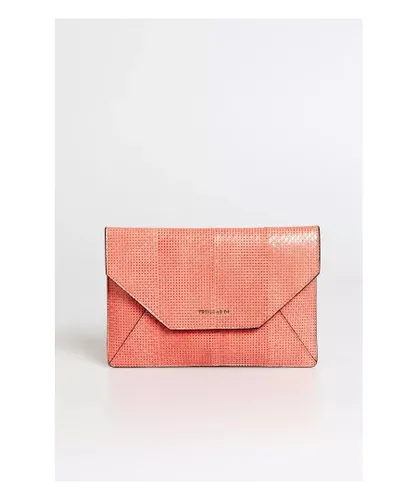 Trussardi Womens Enveloped in : Elaphe Leather Clutch Bag - Pink - One Size