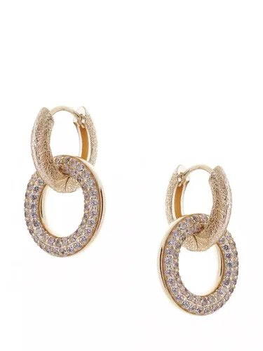 Tutti & Co Cubic Zirconia Double Hoop Drop Earrings - Gold - Female