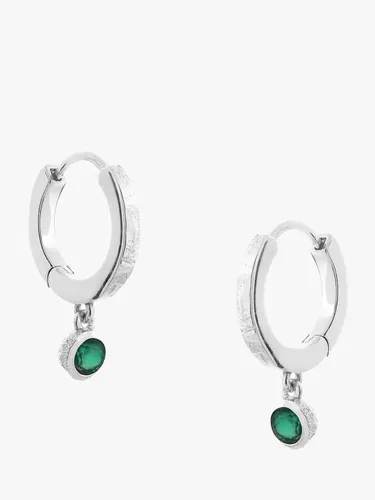 Tutti & Co May Birthstone Hoop Earrings, Green Onyx - Silver - Female