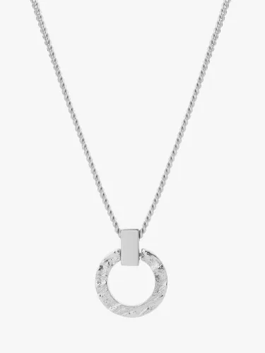 Tutti & Co Palm Collection Textured Circle Pendant Necklace - Silver - Female