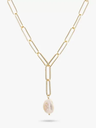 Tutti & Co Prosper Baroque Pearl Chain Necklace, Gold - Gold - Female