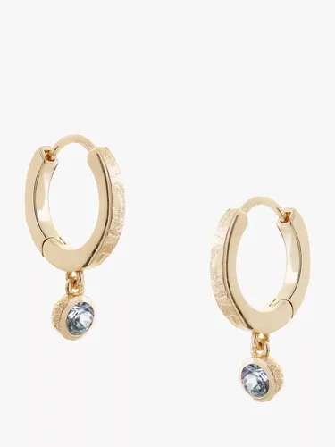 Tutti & Co Semi-Precious Stone Drop Huggie Hoop Earrings, Gold/Blue Topaz - Gold/Blue Topaz - Female
