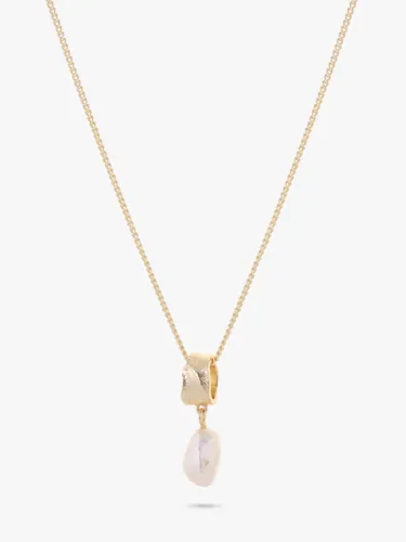 Tutti & Co Textured Ring and Pearl Pendant Necklace - Gold - Female