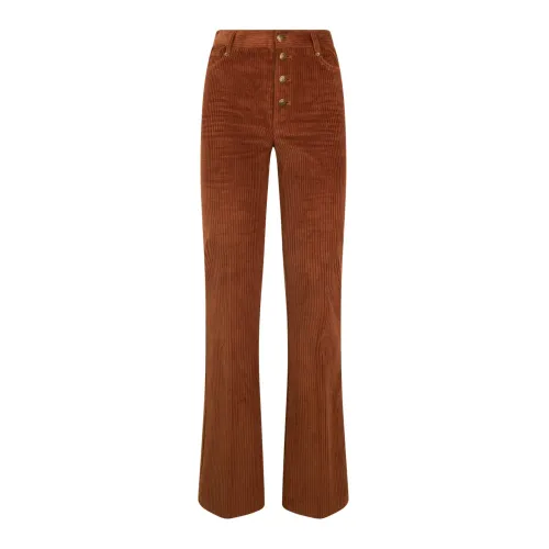 Twinset , Brown Flare Velvet Pants ,Brown female, Sizes:
