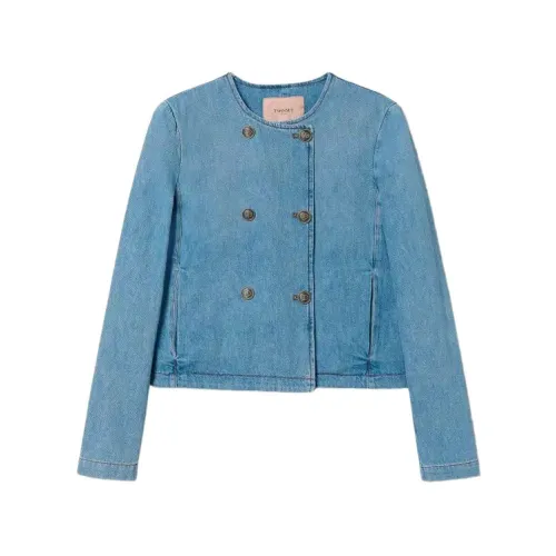 Twinset , Denim Korean Jacket ,Blue female, Sizes: