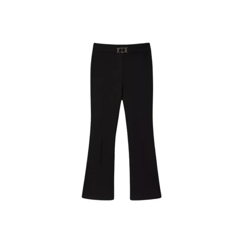 Twinset , Flare Pants with Oval Buckle ,Black female, Sizes: