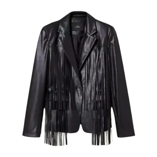 Twinset , Leather Fringe Blazer Jacket ,Black female, Sizes:
