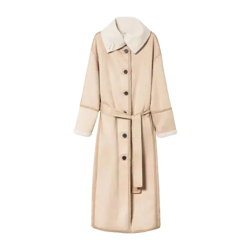 Twinset , Long Suede Effect Coat ,White female, Sizes: